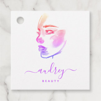 Étiquettes Cadeau Signature Chic Typographie violet et beauté QR