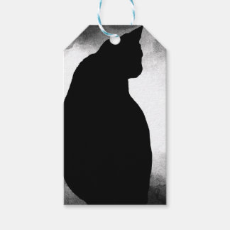 Étiquettes-cadeau Silhouette de chat noir