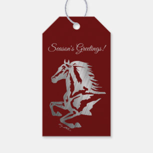 ÉTIQUETTES-CADEAU SILHOUETTE DE CHEVAL D'ARGENT