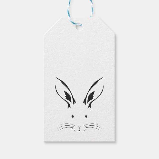 Étiquettes-cadeau Silhouette de visage de lapin (Devant)
