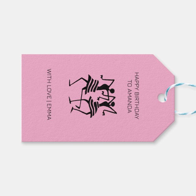 Étiquettes-cadeau Silhouette moderne Célébration Danse rose (Devant (Horizontal))