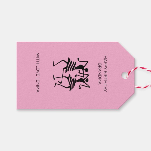 Étiquettes-cadeau Silhouette moderne Célébration Danse rose (Devant (Horizontal))