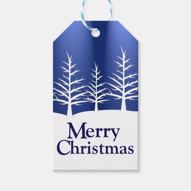 Étiquettes-cadeau Silhouettes d'arbre blanc (Devant)