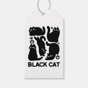 Étiquettes-cadeau Silhouettes de chat noir - Design Feline mignon