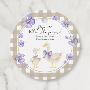 Étiquettes Cadeau Silly Goose Baby shower Pop it! Quand elle apparaî
