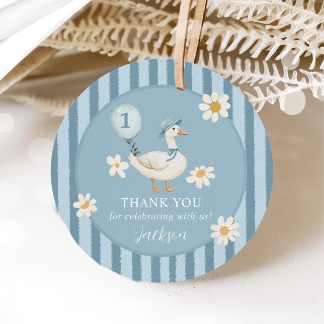 Étiquettes Cadeau Silly Goose Daisy Boy 1er anniversaire (Créateur téléchargé)