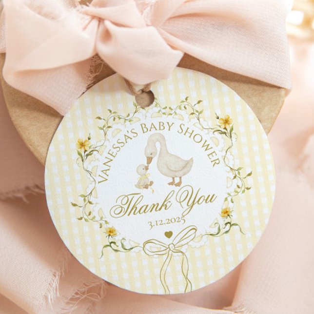 Étiquettes Cadeau Silly Goose Gender neutral Gingham Thank you (Créateur téléchargé)