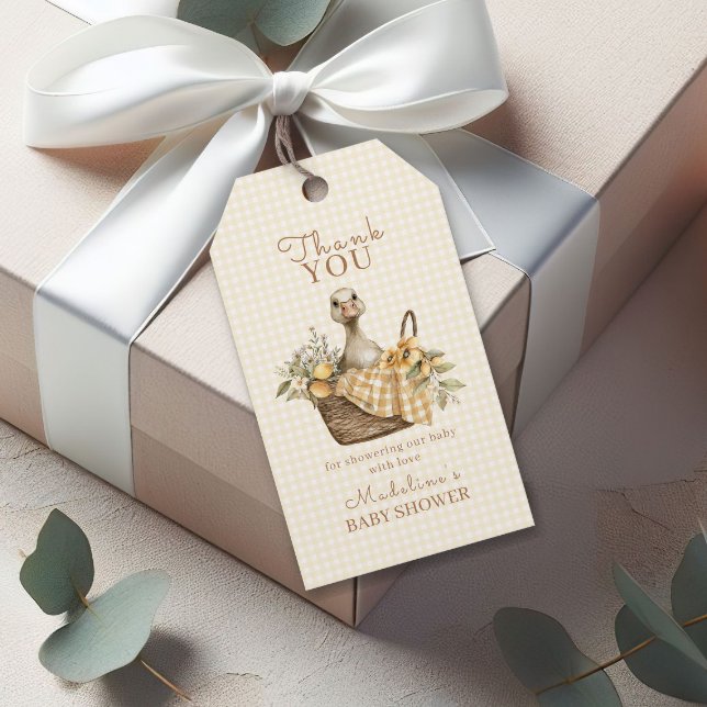 Étiquettes-cadeau Silly Goose Lemon Baby Shower Thank You (Créateur téléchargé)