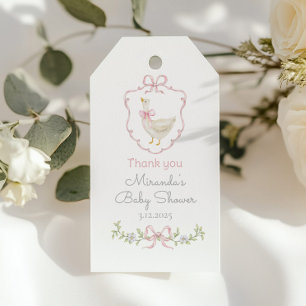 Étiquettes-cadeau Silly Goose Rose créature Baby shower Merci