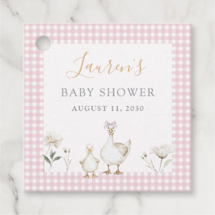 Étiquettes Cadeau Silly Goose Whimsical Bow rose Baby Girl Douche