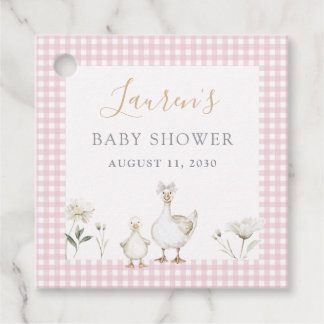 Étiquettes Cadeau Silly Goose Whimsical Bow rose Baby Girl Douche