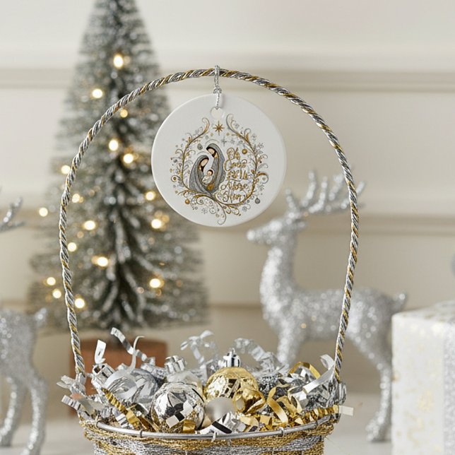 Étiquettes Cadeau Silver and gold nativity Christmas (Créateur téléchargé)