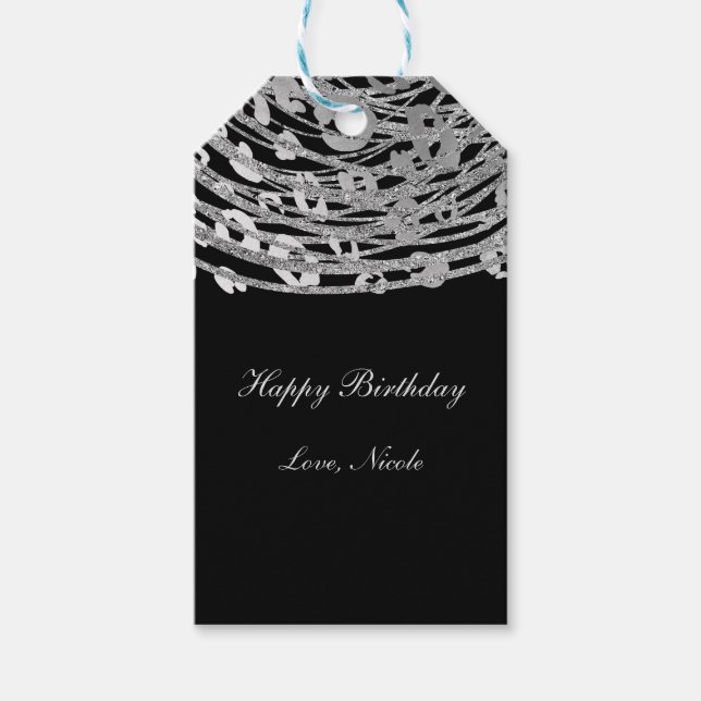 Étiquettes-cadeau Silver Glam Cheetah Imprimer Poster de animal exot (Devant)