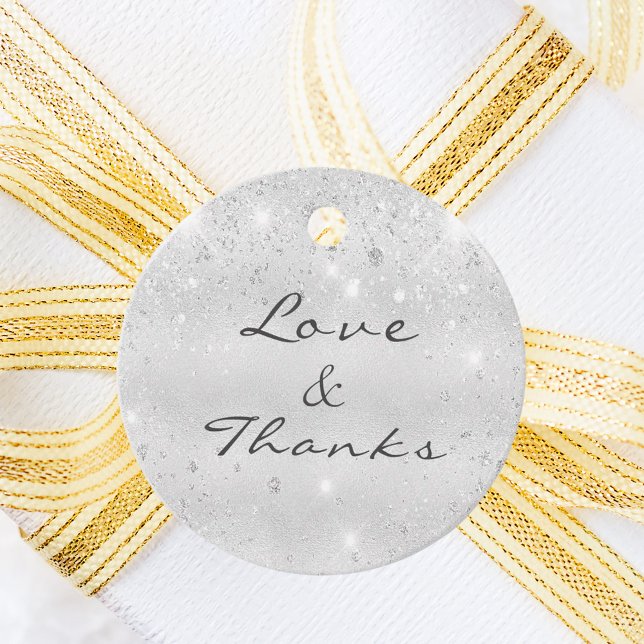 Étiquettes Cadeau Silver métal parties scintillant poussière merci m (Créateur téléchargé)