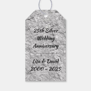 Étiquettes-cadeau Silver Stone 25th Silver Wedding Anniversary