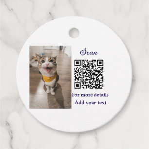 Étiquettes Cadeau Simple animal name details QR code add text photo