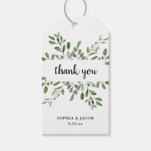 Étiquettes-cadeau Simple aquarelle Verdure et Script