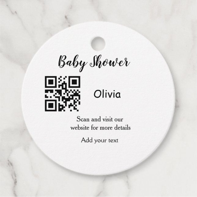 Étiquettes Cadeau Simple baby shower site web code-barres QR ajouter (Devant)