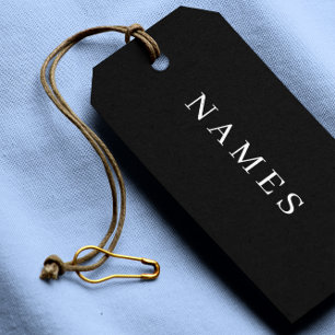Étiquettes-cadeau Simple Black Custom Ajouter Votre Nom Élégant