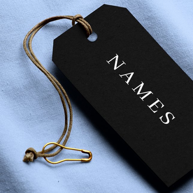 Étiquettes-cadeau Simple Black Custom Ajouter Votre Nom Élégant (Créateur téléchargé)