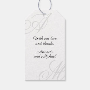 Étiquettes-cadeau Simple blanc minimaliste Élégant Mariage Monogramm