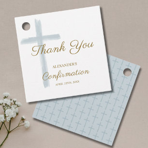 Étiquettes Cadeau Simple Blue Cross Confirmation Merci