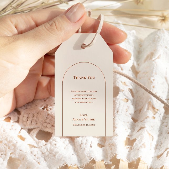 Étiquettes-cadeau Simple Boho Arch Ivory Wedding Thank You (Créateur téléchargé)
