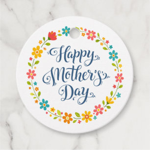 Étiquettes Cadeau Simple Bonne Fête des Mères Floral Calligraphie   