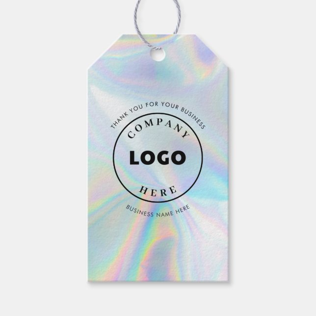 Étiquettes-cadeau Simple Business Logo Holographic Custom (Devant)