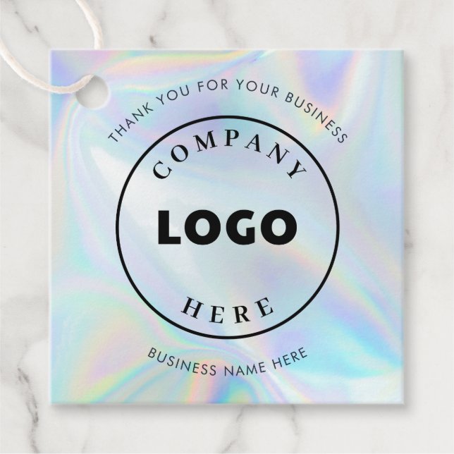 Étiquettes Cadeau Simple Business Logo Holographic Custom Company (Devant)