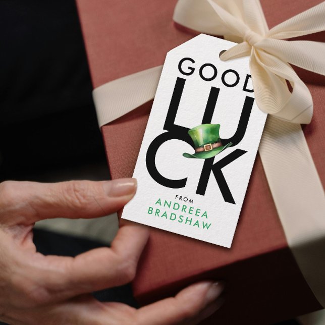 Étiquettes-cadeau Simple Casquette de la Saint Patrick vert et blanc (Créateur téléchargé)