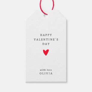 Étiquettes-cadeau Simple coeur rouge Saint Valentin