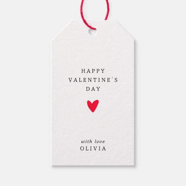 Étiquettes-cadeau Simple coeur rouge Saint Valentin (Devant)