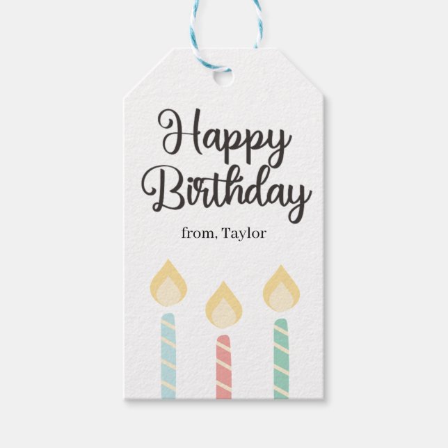 Étiquettes-cadeau Simple Colorful Happy Birthday Candles (Devant)