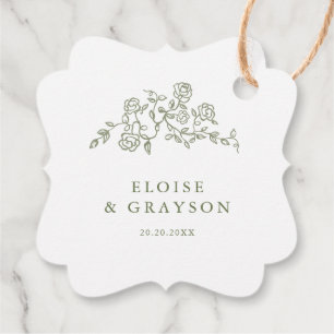 Étiquettes Cadeau Simple Delicate Floral Timeless Sage Mariage vert