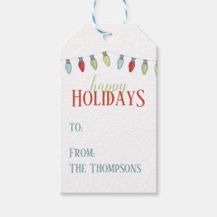 Étiquettes-cadeau Simple Éclairage de chaîne de Noël minimaliste à d