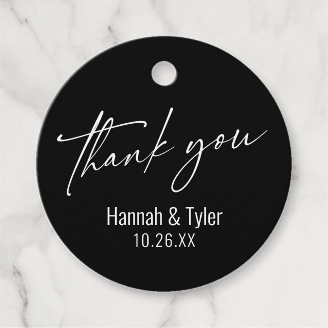 Étiquettes Cadeau Simple écriture contemporaine Merci noir (Devant)