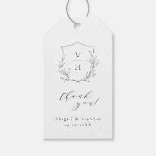 Étiquettes-cadeau Simple élégance blason botanique monogramme mariag