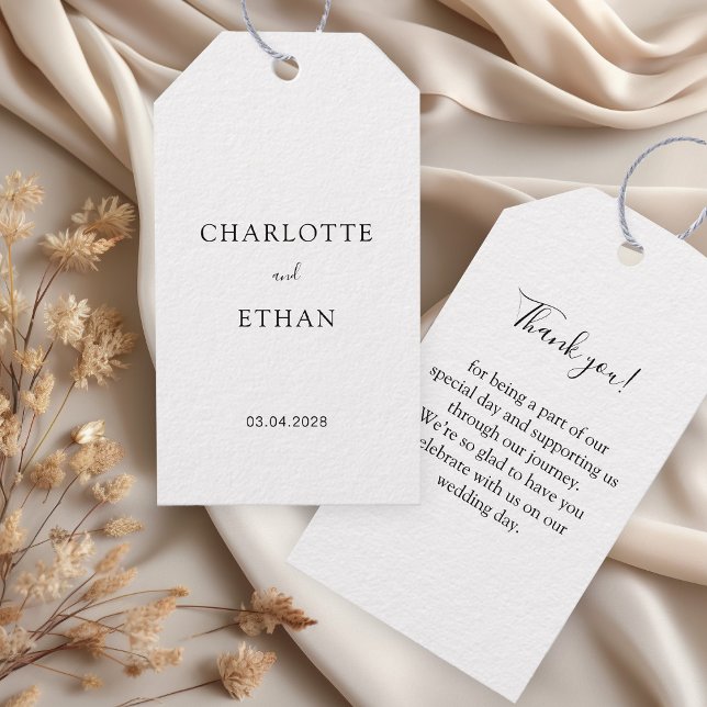 Étiquettes-cadeau Simple, élégant, blanc, mariage (Créateur téléchargé)