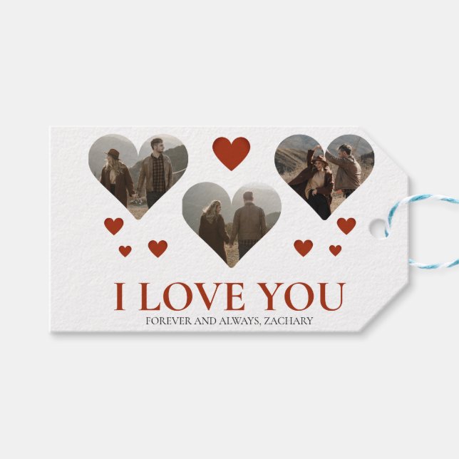 Étiquettes-cadeau Simple Elegant Love valentine's day couple 3 photo (Devant (Horizontal))