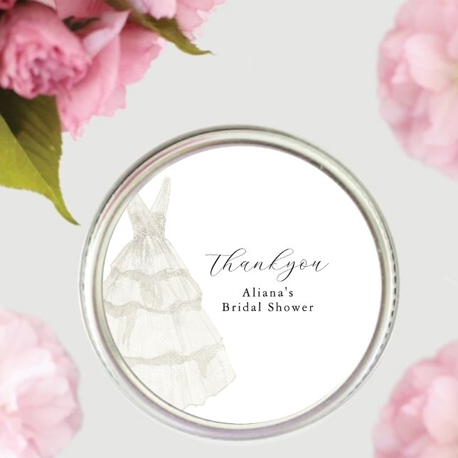 Étiquettes Cadeau Simple Elegant Mariage blanc Gown douche nuptiale (Créateur téléchargé)