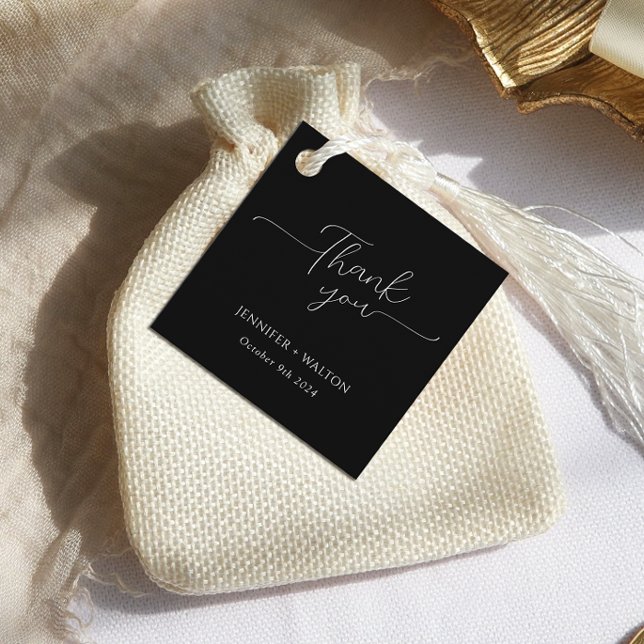Étiquettes Cadeau Simple Elegant mariage noir et blanc (Créateur téléchargé)