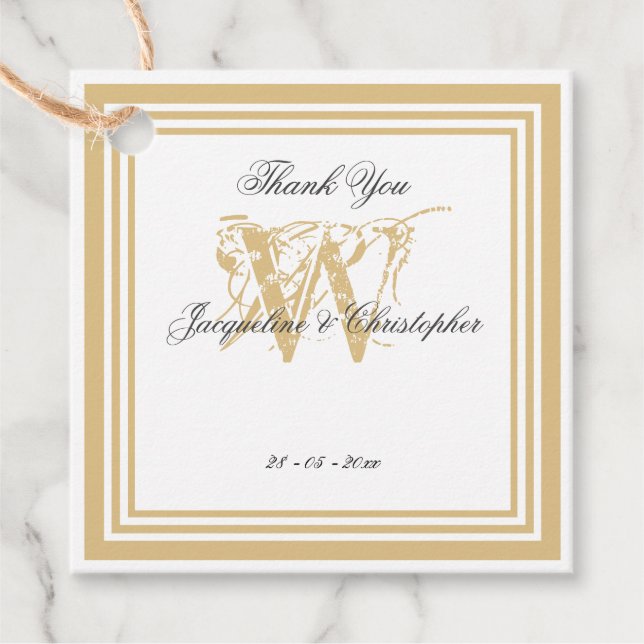 Étiquettes Cadeau Simple Élégant Moderne Monogramme Merci (Devant)