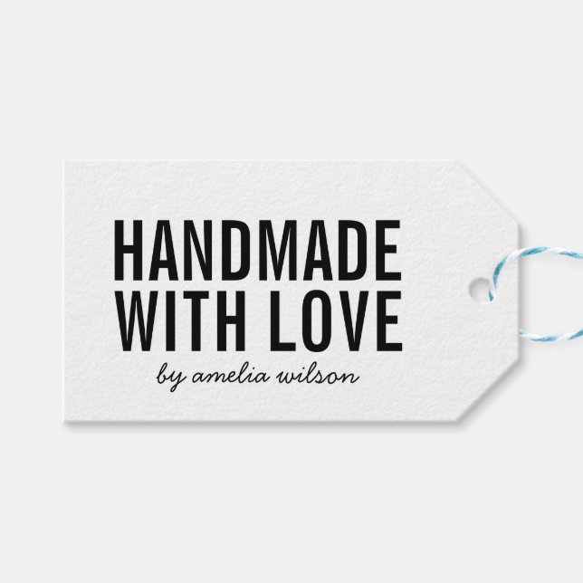 Étiquettes-cadeau Simple Élégant Rustique Fabriqué à la main avec Am (Devant (Horizontal))