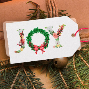 Étiquettes-cadeau Simple élégant script de joie de la couronne de No