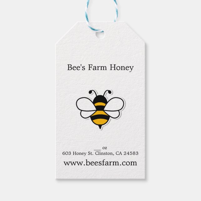 Étiquettes-cadeau Simple Entreprise d'Apiculture (Devant)