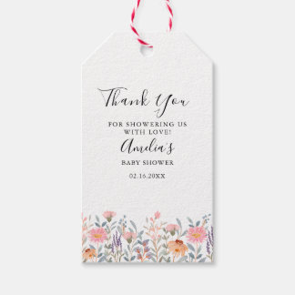 Étiquettes-cadeau Simple Fête de Bébé Jardin Floral Aquarelle