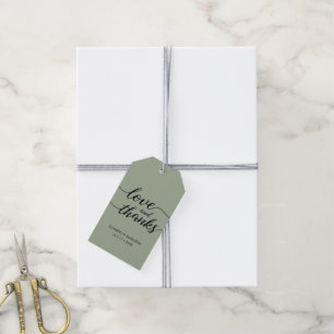 Étiquettes-cadeau Simple Green Mariage Amour et merci Script Custom