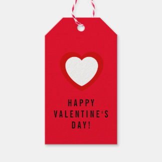 Étiquettes-cadeau Simple Heureuse Sainte-Valentin White Heart sur