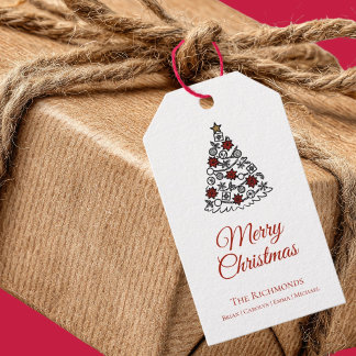Étiquettes-cadeau Simple Joyeux Noël avec arbre